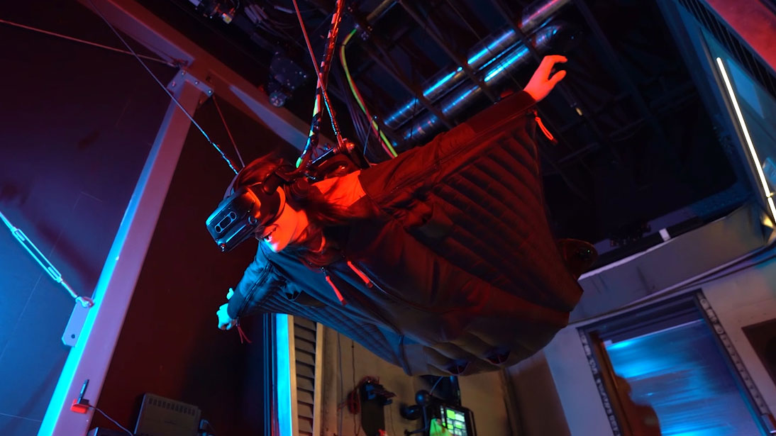 Guest flying in the JUMP wingsuit experience